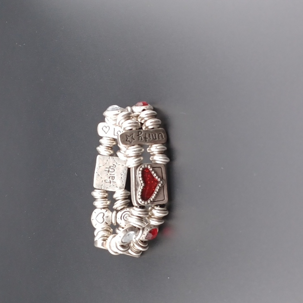 Bracelet, silver,red,white.
